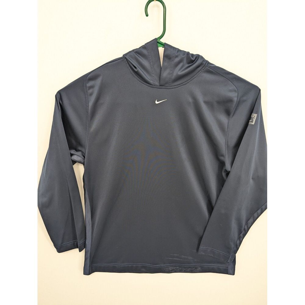 Nike VTG Men's Navy Blue Center Swoosh Pullover Performance Lightweight Hoodie L